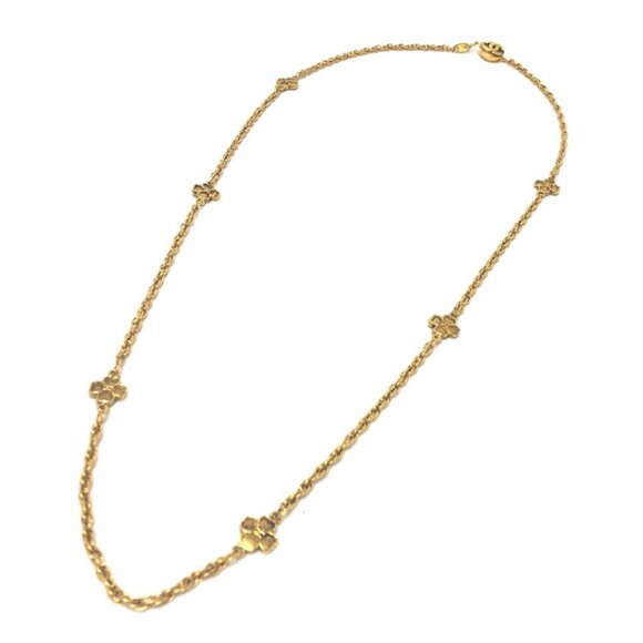 CHANELCC Logos Clover Long Necklace 35" Gold Tone Auth - Picture 1 of 8
